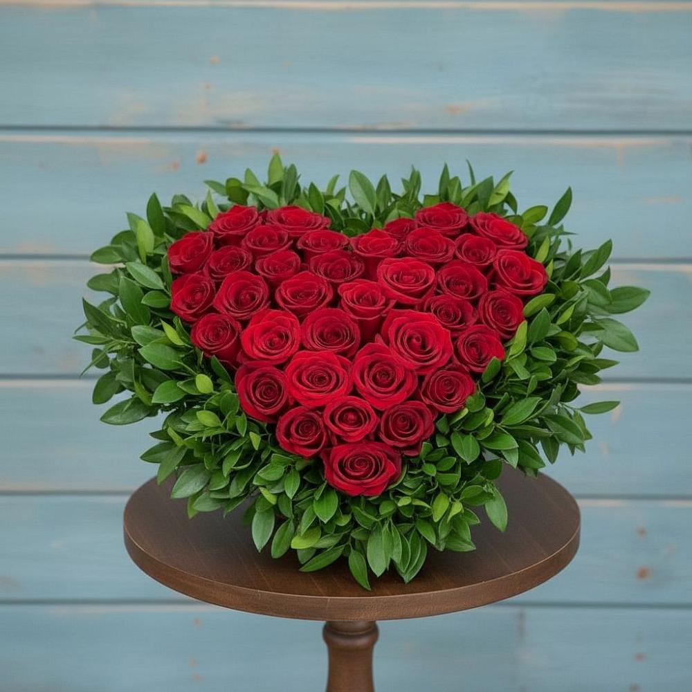 Цветочная композиция из Розы в виде сердца в Кукморе