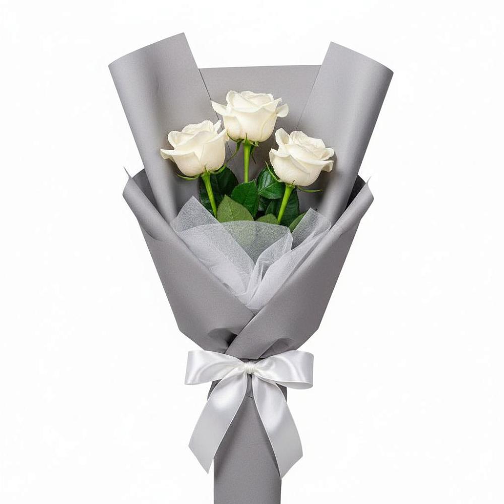 Букет 3 белые розы в Кукморе