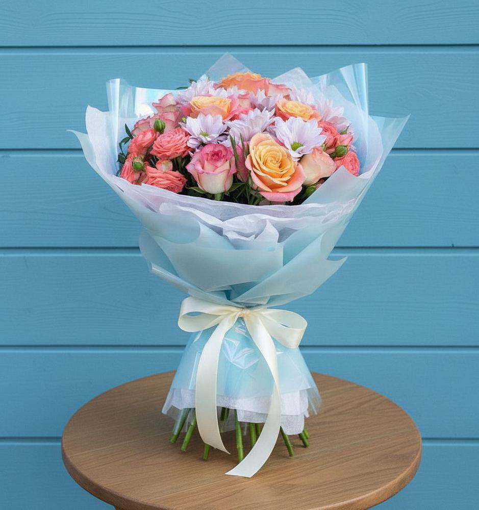 Букет цветов из: Хризантемы и Розы в Кукморе