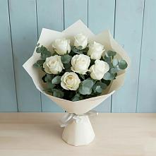 Букет Белые розы в Эвкалипте #REPLACE_PRED# Кукморе